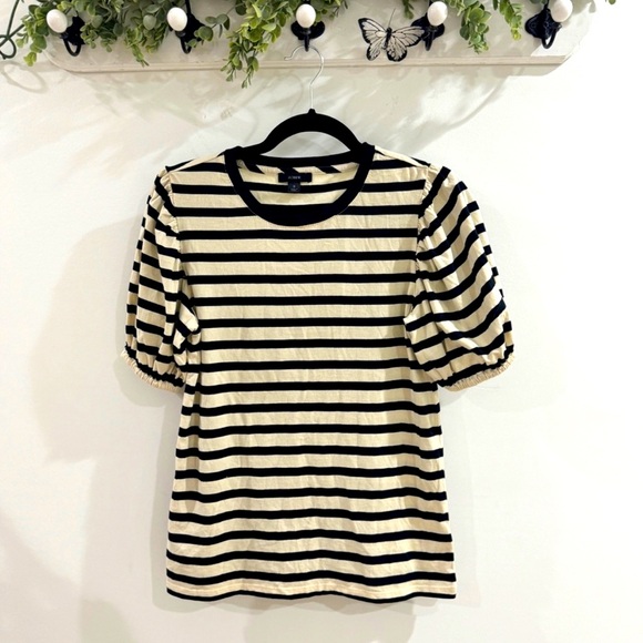 J Crew Striped Puff Sleeve Shirt - Picture 1 of 1